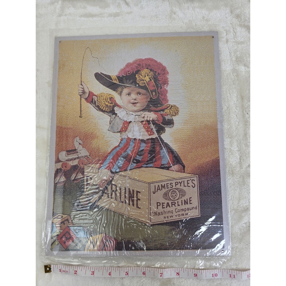 Vintage Style James Pyles Pearline Washing Compound Metal Sign Advertising Art